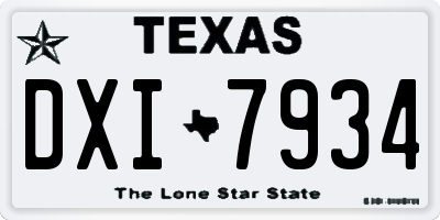 TX license plate DXI7934