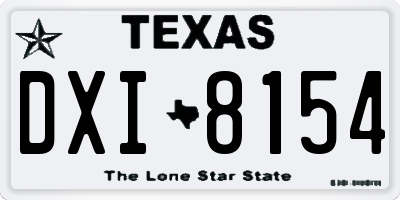 TX license plate DXI8154