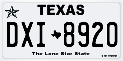 TX license plate DXI8920
