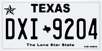 TX license plate DXI9204