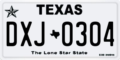 TX license plate DXJ0304