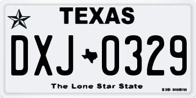 TX license plate DXJ0329