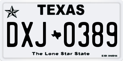 TX license plate DXJ0389