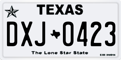 TX license plate DXJ0423