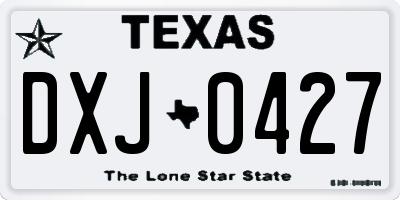 TX license plate DXJ0427
