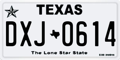 TX license plate DXJ0614