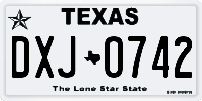 TX license plate DXJ0742