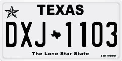 TX license plate DXJ1103