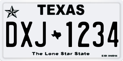 TX license plate DXJ1234