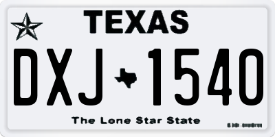 TX license plate DXJ1540