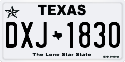 TX license plate DXJ1830