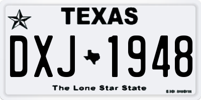 TX license plate DXJ1948