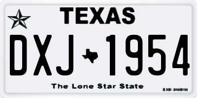 TX license plate DXJ1954