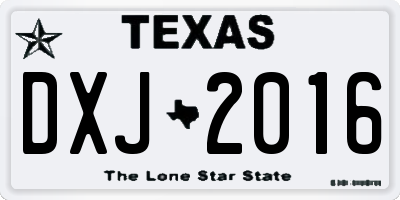 TX license plate DXJ2016