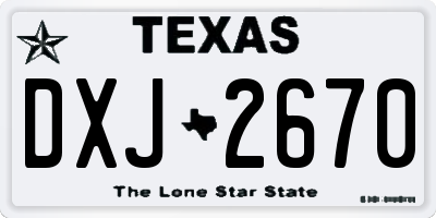 TX license plate DXJ2670