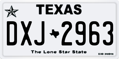 TX license plate DXJ2963