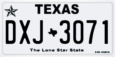 TX license plate DXJ3071