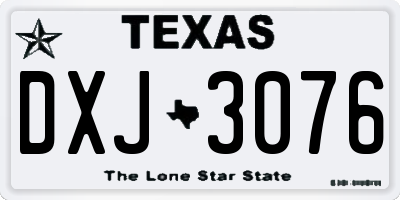 TX license plate DXJ3076