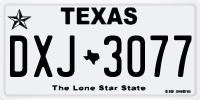 TX license plate DXJ3077