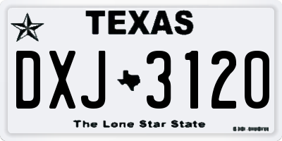 TX license plate DXJ3120