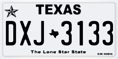 TX license plate DXJ3133