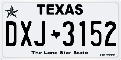 TX license plate DXJ3152