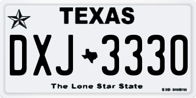 TX license plate DXJ3330