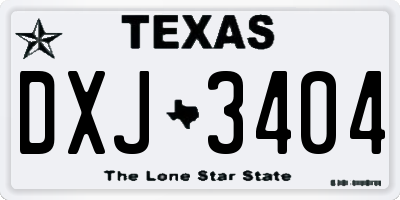 TX license plate DXJ3404