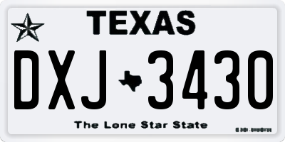 TX license plate DXJ3430