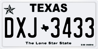 TX license plate DXJ3433