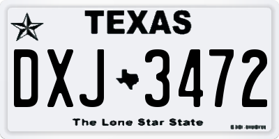TX license plate DXJ3472