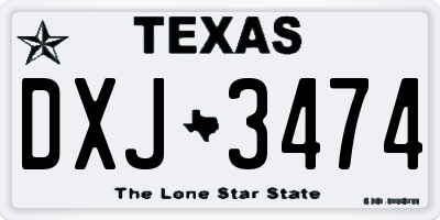 TX license plate DXJ3474