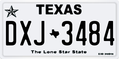 TX license plate DXJ3484