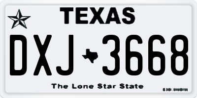 TX license plate DXJ3668