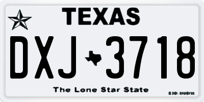 TX license plate DXJ3718