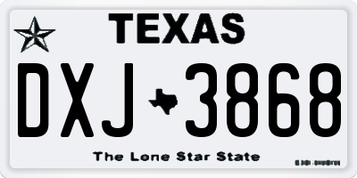 TX license plate DXJ3868