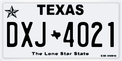 TX license plate DXJ4021
