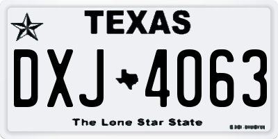TX license plate DXJ4063