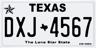 TX license plate DXJ4567