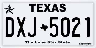 TX license plate DXJ5021