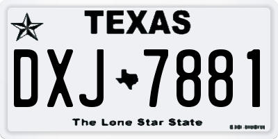 TX license plate DXJ7881