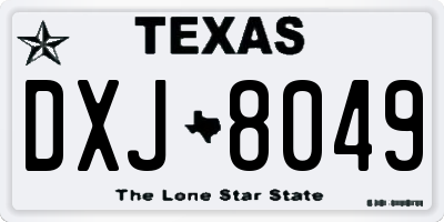 TX license plate DXJ8049