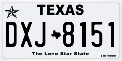 TX license plate DXJ8151
