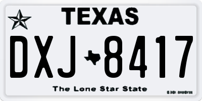 TX license plate DXJ8417