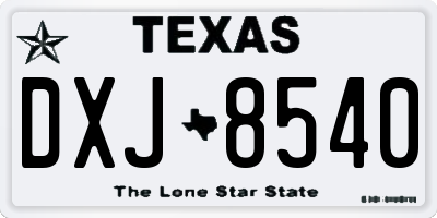 TX license plate DXJ8540