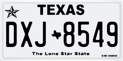 TX license plate DXJ8549