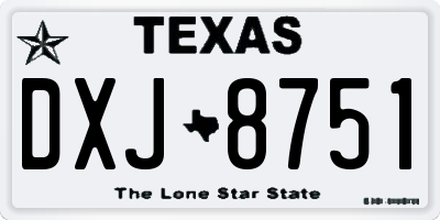 TX license plate DXJ8751