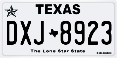 TX license plate DXJ8923