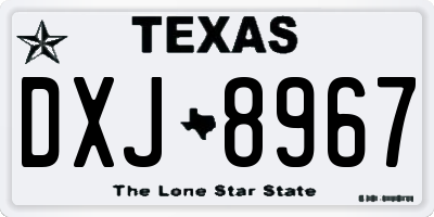 TX license plate DXJ8967
