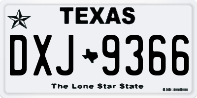TX license plate DXJ9366